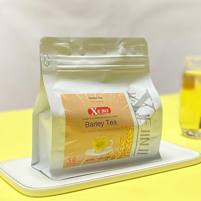 XIEJINJI Barley Tea, 4.2g x 50 Count (7.4 oz), 100% Pure Natural Roated Barley Grains Herbal Tea, Eco-Conscious Tea Bags, Caffeine-Free Herbal Tea for Digestive Support & Relaxation - Bloomnest