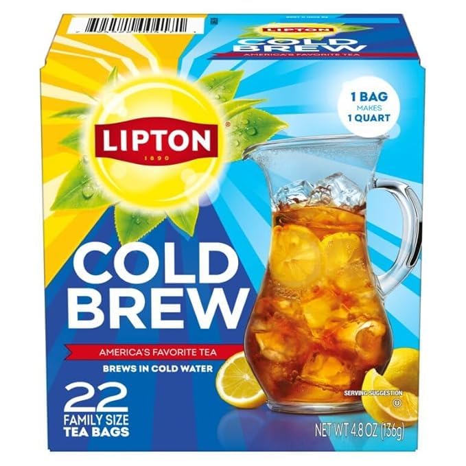 Lipton Cold Brew Iced Tea Bags, Family Size Iced Tea Bags, 132 Total Bags (22ct - Pack of 6) - Bloomnest