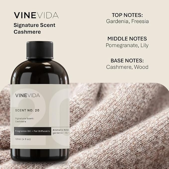 VINEVIDA [4 oz] Cashmere Hotel Fragrance Diffuser Oil - Cold Air Diffuser Refill for Home Scent Collection - Bloomnest