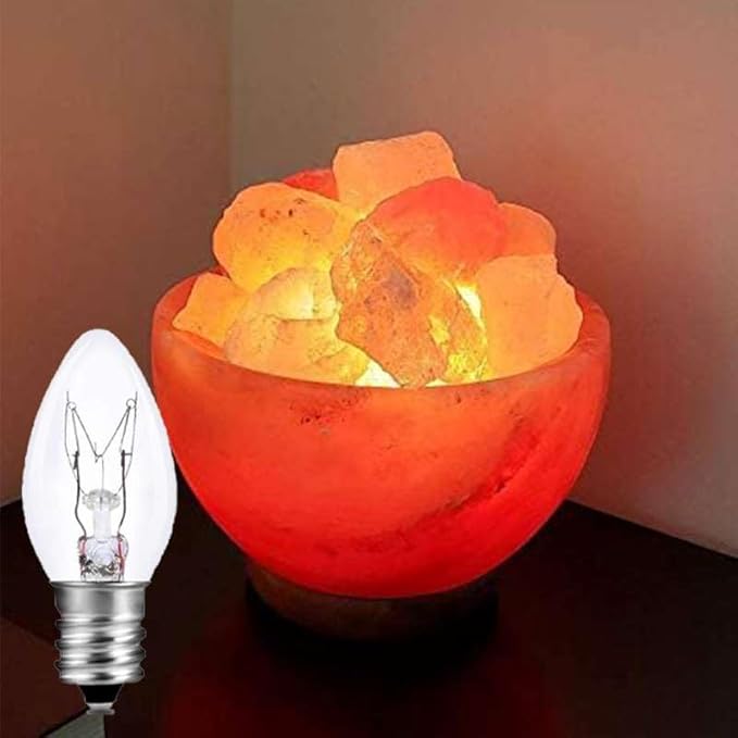 C7 15W E12 Bulbs, Replacement Bulb for Himalayan Salt Lamps/Night Lights,Dimmable 2200K Clear,120V Incandescent Candle Bulbs (6-Pack) - Bloomnest