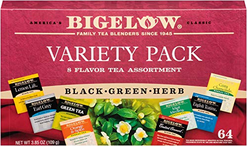 Bigelow Tea Variety Pack 8 Flavor Assortment 64-Count Boxes (Pack of 6) Caffeinated Individual Green and Black Tea Bags, for Hot Tea or Iced Tea, Drink Plain or Sweetened with Honey or Sugar - Bloomnest