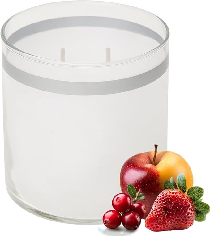 PartyLite GloLite Iced Snowberries Scented, Notes of Apple, Cranberry, Peach, Strawberry, Vanilla & Musk, 2-Wick Jar Candle, 60 Hour Burn Time, World's Brightest Candle™ - Bloomnest