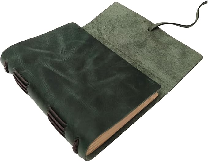 Green Notebook Journal - Nice Genuine Leather Journaling for write A5 Size Diary 6.2x8.5 Inch,Notepad For Women,Man,Vintage,Gifts,Work,Traveler,Personal, Dark Green - Bloomnest