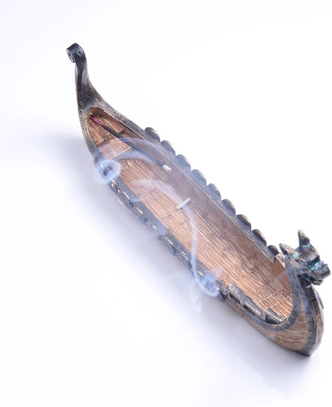 Incense Burner Incense Holder Cool Viking Dragon Longboat- Retro Incense Burner Incense Holder Incense Air Freshener Incense Stick Holder Hand Carved Carving Censer Ornaments Room Design Awesome Gift - Bloomnest