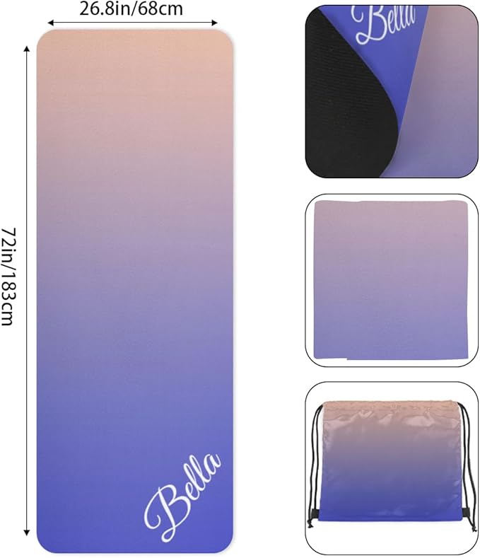 Custom Name Yoga Mat,Personalized Travel Yoga Exercise Mat,Non Slip,Perfect for Kids & Adults,Gradient Color E Series - Bloomnest