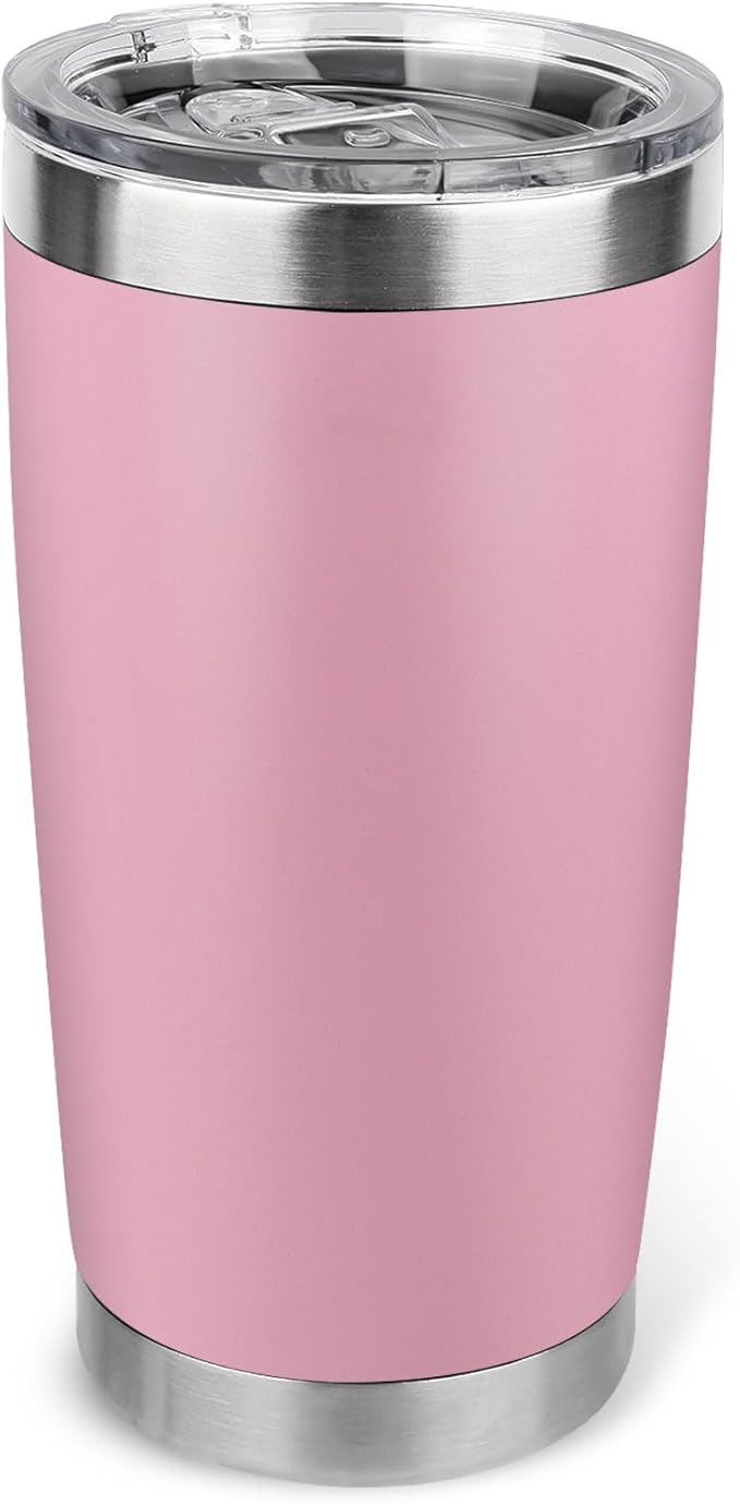 20oz Stainless Steel Tumbler with Lid, Travel Mug - Double Wall Vacuum Powder Coated Cup - Light Pink, 1 Pack - Bloomnest