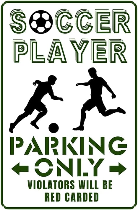 Soccer Boys Bedroom Decorative Sign 8x12 Inch Modern Tin Wall Art Soccer Player Parking Only Sign - Bloomnest
