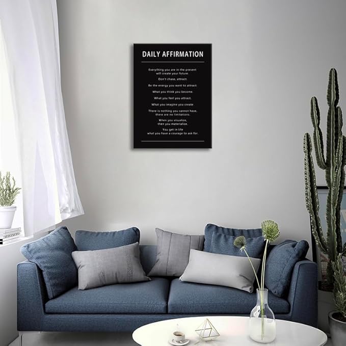 Daily Affirmation Office Decor Motivational Canvas Wall Art Inspirational Entrepreneur Quotes Poster Print Artwork Painting Wall Picture Home Living Room Gym Framed Ready to Hang[18''W x 24''H] - Bloomnest
