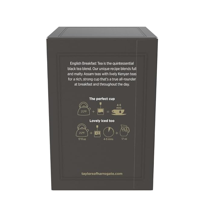 Taylors of Harrogate English Breakfast, Black Tea, Individually Wrapped Bags, 20 Count (Pack of 6), Rich, Bright & Malty, Caffeinated, Enjoy Hot or Iced, 120 Teabags - Bloomnest