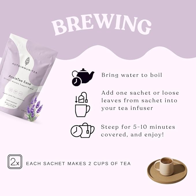 AutoimmuniTea – AIP Stress Relief, Bedtime Blend for Restful Sleep, Calming Tea for Stress, Lavender, Tulsi, Passion Flower Organic Blend - 15 Tea Bags (30 Cups) - Bloomnest