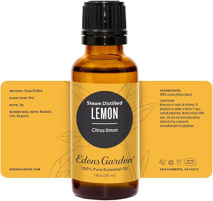 Edens Garden Lemon- Steam Distilled Essential Oil- 100% Pure Premium Grade, Undiluted, Natural, Therapeutic, Aromatherapy, The Best for Diffuser, Skin, Candle, Kid Safe 30 ml (1 fl oz) EdensGarden