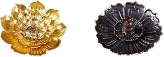 Incense Holder with Incense Stick Tray,Multi-Functional Incense Burner and Stick Holder Combo,Ash Holder (1, Golden,Dull Red)