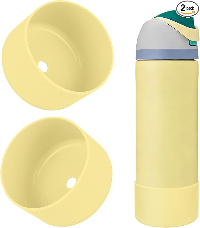 2PCS Silicone Water Bottle Boot, Compatible with Owala 24oz 32oz 40oz, Protective Anti-Scratch & Anti-Dent No Noise Sleeve Cover for FreeSip/Twist/Flip Water Bottles (Sunny Daze, 24oz) BKBY