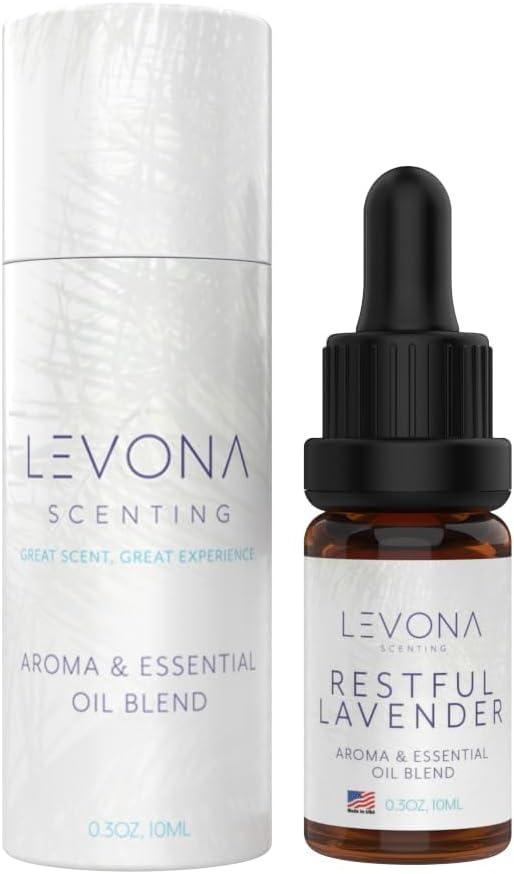 Levona Scents Pure Essential Oils for Diffusers for Home Luxury Scents - Restful Lavender Essential Oil is A Floral Blend of Eucalyptus, Bergamot, Lavender - Aroma Diffuser Oil LEVONASCENT