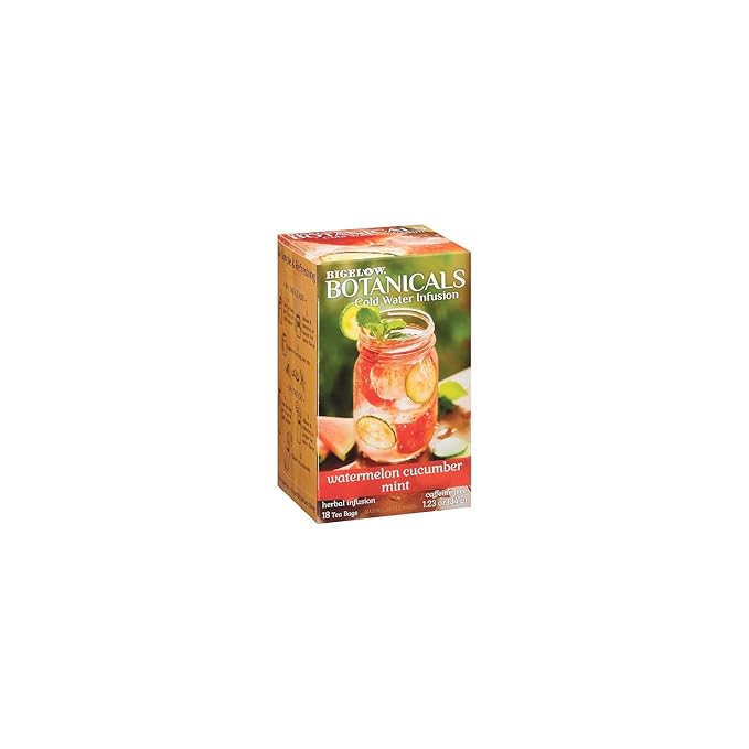 Bigelow Botanicals Cold Water Infusion Watermelon Cucumber Mint Tea Bags 18 Count Box (Pack of 1), Herbal Infusion, Caffeine Free, 18 Tea Bags Total - Bloomnest