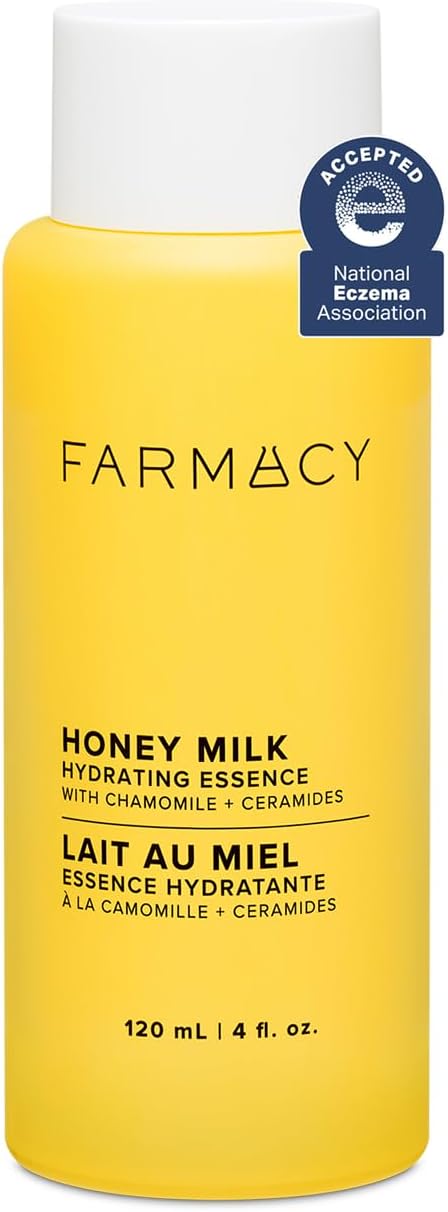 Farmacy Honey Milk Face Essence - Hydrating Milky Toner with Honey, Ceramides + Chamomile - Helps Strengthen Skin Barrier + Replenish Moisture - Soothing + Calming Skincare (120ml) - Bloomnest