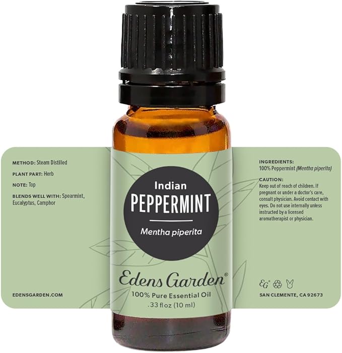 Edens Garden Peppermint- Indian Essential Oil- 100% Pure Premium Grade, Undiluted, Natural, Therapeutic, Aromatherapy, The Best for Diffuser, Face, Candle, Humidifiers 10 ml (.33 fl oz) EdensGarden