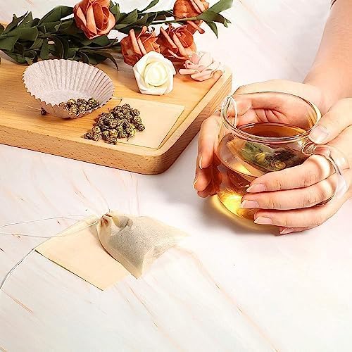 300Pcs Disposable Tea Bags for Loose Leaf Tea, Empty Tea Bags for Loose Tea, 100% Natural Wood Pulp Paper Material, Unbleached Tea Filter Bags with Drawstring - Bloomnest