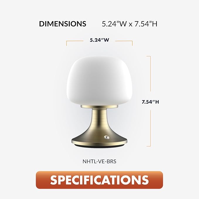 Newhouse Lighting Verona, Brass 2700K Dimmable Cordless USB-C Rechargeable Table Lamp NHTL-VE-BRS, Cordless Desk Lamp for Living Room, Bedroom, Coffee Table, and Other Cozy Home Decor - Bloomnest