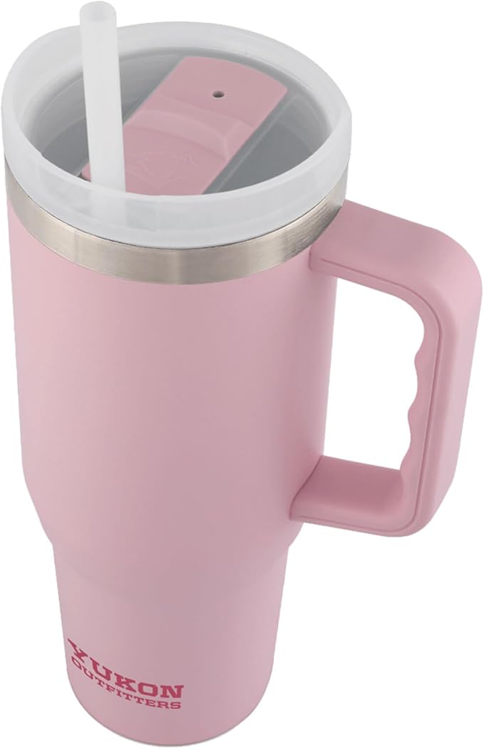 Yukon Outfitters Fit Forty 40oz Double Wall Vacuum Insulated Stainless Steel Tumbler with Reusable Straw & Ergonomic Handle | For Hot or Cold Beverage, Soft Pink - Bloomnest