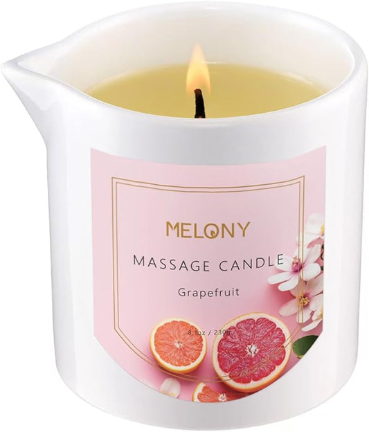 MELONY Luxury Massage Candle - Moisturising, Body Oil Candles for Muscle Relaxation, 8.1OZ (Grapefruit) - Bloomnest