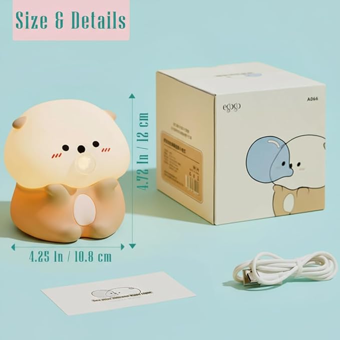 Sea Otter Night Light, Cute Otter Gifts, Soft Silicone Lamp with 3 Level Warm Light and RGB Changing, Breastfeeding Nursery Portable Kawaii Bedside Lamp for Baby, Toddler, Boys and Girls - Bloomnest