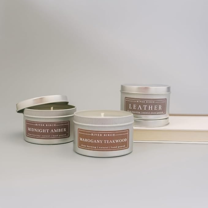 River Birch Premium, All-Natural, Non-Toxic Soy Wax Candle | Bluebonnet Scented | 8 oz. Silver Travel Tin | Cozy Relaxing Gifts for Home - Bloomnest