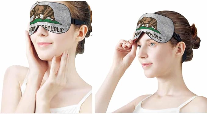 California Sleep Eye Mask Vintage Grunge Bear Flag Men Women Sleep Mask with Adjustable Strap Eye Cover Eye Shade for Travel, Nap,Meditation - Bloomnest