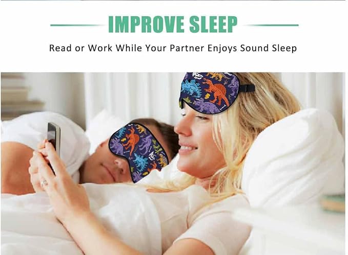 Colored Lizard Dino Sleep Eye Mask Dinosaurs Cartoon Colorful Vintage Men Women Sleep Mask with Adjustable Strap Eye Cover Eye Shade for Travel, Nap,Meditation - Bloomnest