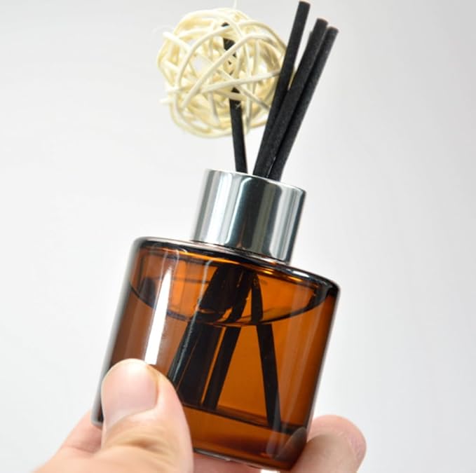 2Pcs 50ML/1.7OZ Empty Amber Glass Diffuser Bottles Essential Oil Aromatherapy Container Jars Fragrance Accessories Use for DIY Replacement Reed Diffuser Stick Sets Bloomnest