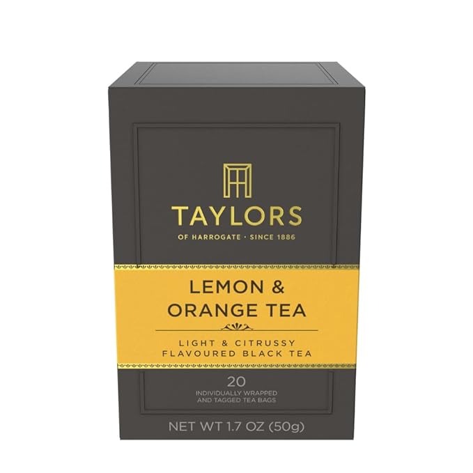 Taylors of Harrogate Lemon & Orange, Black Tea, Individually Wrapped Bags, 20 Count (Pack of 1), Citrussy, Fragrant and Light, Caffeinated, Enjoy Hot or Iced, 20 Teabags - Bloomnest