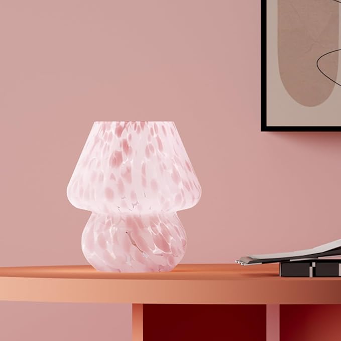 Mushroom Lamp Table Lamp for Bedroom,Small Desk Bedside Lamps for Living Room,Mushroom Decor Cute Mini Modern Mid Century Lamps for Night Stands,Aesthetic Home Living Room Decor(Blush Pink) - Bloomnest
