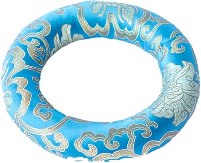 Singing Bowl Cushion Silk Brocade Ring Cushion Pillow，Used for Crystal/Tibetan Singing Bowls ，Singing Bowls Cushion,O-Ring，Buddhist Sound Bowl Pad (Color : Blue-G, Size : 6-12'' 7 Pieces) - Bloomnest
