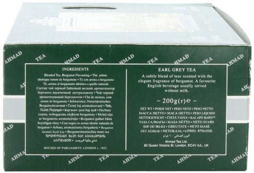 Ahmad Tea Earl Grey Tea, 100 Paper Enveloped Teabags (Pack of 1) - Bloomnest