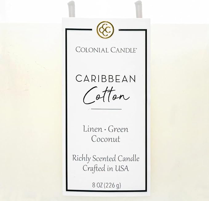 Colonial Candle Caribbean Cotton Scented Candle Jar, Highly Fragranced Candles for Home Scented, Mottled Wax Candle, 2 Wick, 8 oz - Made in The USA - Bloomnest