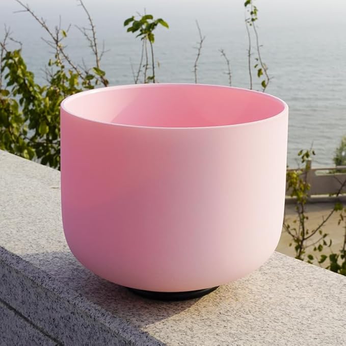 Hye-eun 432HZ Crystal Singing Bowls Set，7-11 Inch 3pcs Frosted Pink Quartz Chakra Bowl for Meditation Sound Healing with Travel Carry Case Bag Yoga Meditation Healing Sound Therapy (7"A 9"E 11"D) - Bloomnest