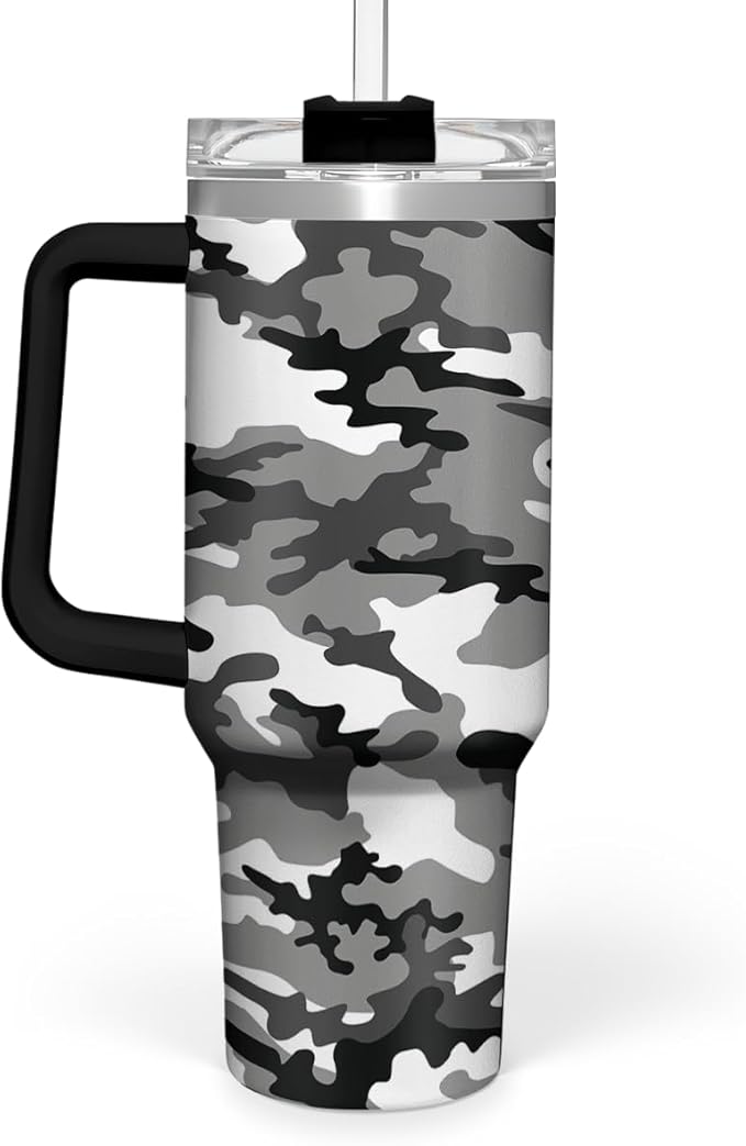 SANDJEST Camouflage Tumbler 40oz Stainless Steel Insulated with Lid & Straw, Camo Gifts for Men Dad Husband Brother Grandpa Veteran Hunting Lover on Christmas Birthday Valentine Fathers Day - Bloomnest
