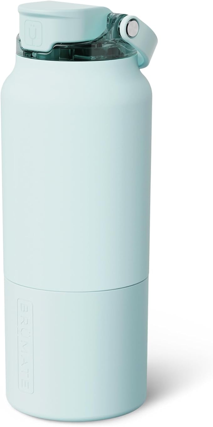 BrüMate Rise 35oz Water Bottle With 100% Leakproof Covered Silicone Straw | Insulated Stainless Steel Water Bottle With Removable Straw | Fast Flow | Soft Sip Silicone Spout | BPA-Free (Blue Agave) Br%C3%BCMate