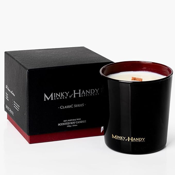 Crackling Wood Wick Candles - Natural Hand Poured Scented Soy Candles - Vanilla Sandalwood Cedar - Black Jar - Clean Burn - 10oz - Bloomnest