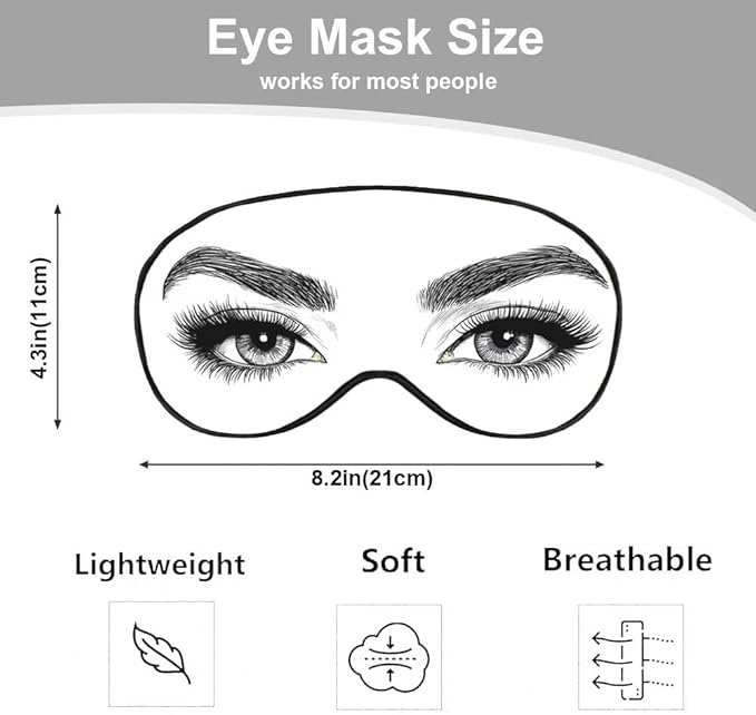Sexy Eyes Sleep Eye Mask Woman Eyelashes Eyebrows Beautiful Silk Eye Mask Sleeping Soft Eye Shade Cover for Men Women Boy Girl Airplane Travel with Elastic Strap - Bloomnest