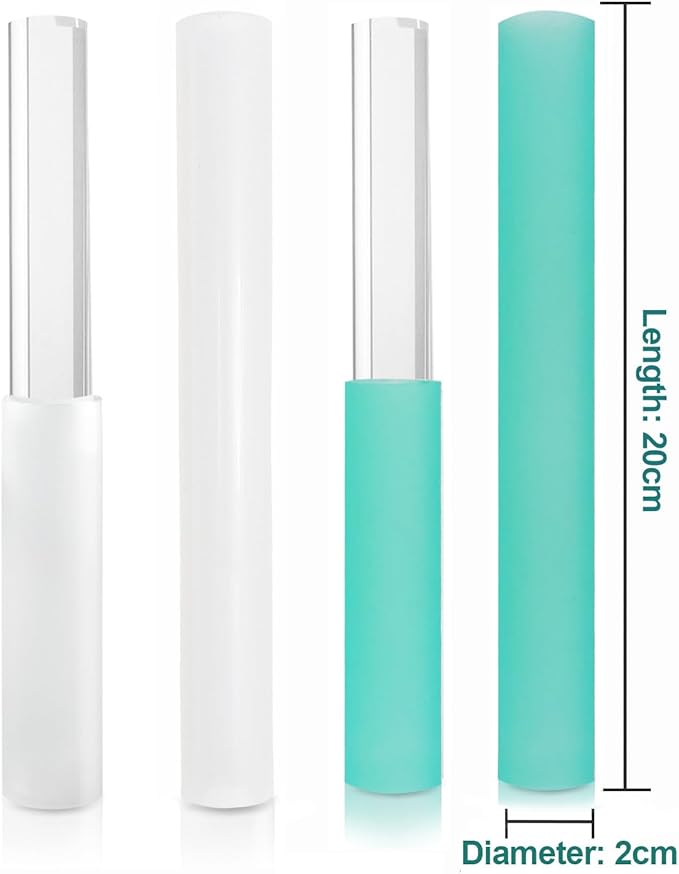 4 Pcs Singing Bowl Mallet Set Includes Solid and Hollow Acrylic Silicone Rubber Striker Mallet for Playing Quartz Crystal Singing Bowls with Bundle Pocket(WhiteGreen) - Bloomnest