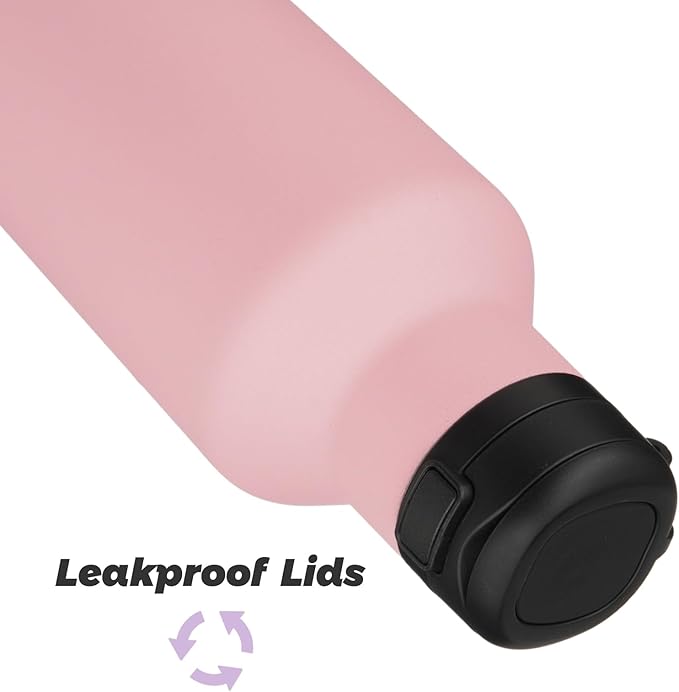 Insulated Water Bottle with Straw,25 OZ Double Wall Vacuum Stainless Steel Water Flask with 2 Lids,Pink - Bloomnest