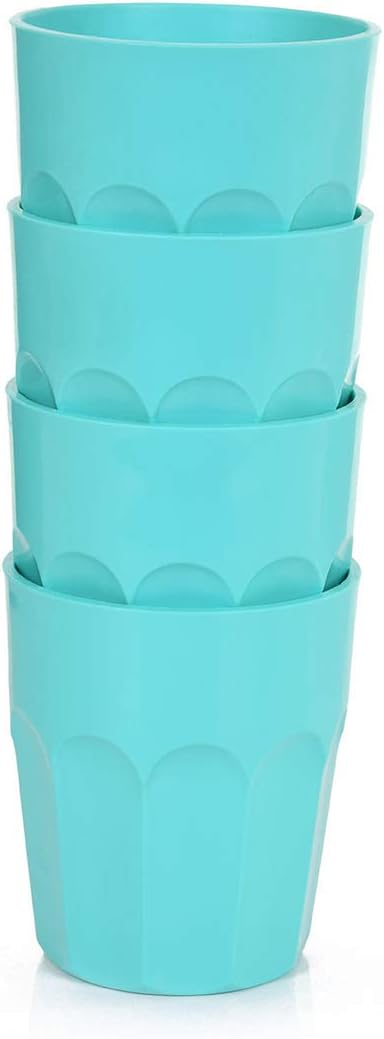 Mintra Home Unbreakable Drinking Cups and Tumblers 4PK - Shatterproof, BPA Free, Reusable, Party Cups, BBQ, Colorful Set, indoors and outdoors (Teal, Small - 12oz) - Bloomnest