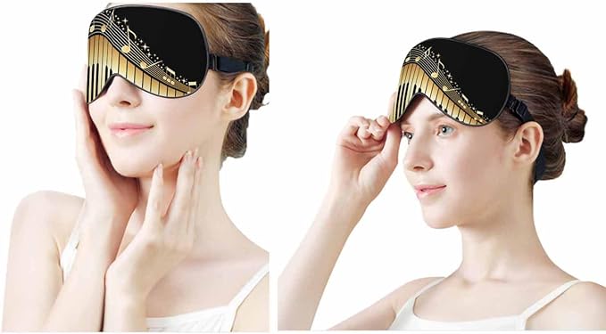 Piano Note Sleep Eye Mask Music Instrument Melodic Letter Twinkle Men Women Sleep Mask with Adjustable Strap Eye Cover Eye Shade for Travel, Nap,Meditation - Bloomnest