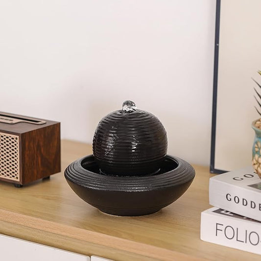 Ceramic Tabletop Fountain Water Feature for Indoor and Home Decoration Table Desk Office Patio (Black A154) - Bloomnest