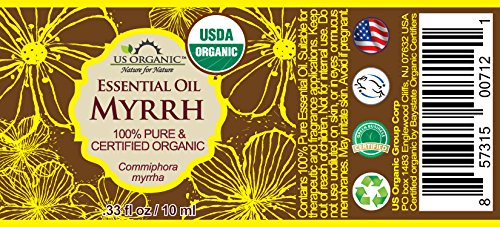 US Organic 100% Pure Myrrh, Frankincense Essential Oil Combo Pack - Directly sourced from The Horn of Africa - USDA Certified Organic - Use Topically or in Diffuser (10 ml Combo) - Bloomnest