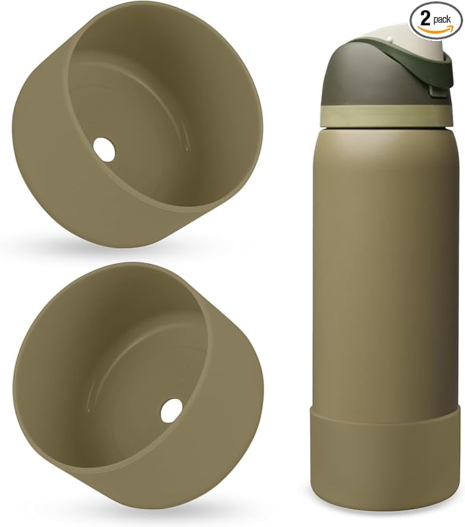 2PCS Silicone Water Bottle Boot, Compatible with Owala 24oz 32oz 40oz, Protective Anti-Scratch & Anti-Dent No Noise Sleeve Cover for FreeSip/Twist/Flip Water Bottles (Off Road, 32oz) BKBY