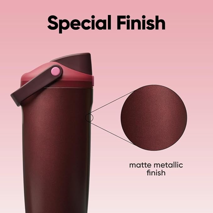 Owala FreeSip Sway Insulated Stainless Steel Water Bottle with Two-Way Spout, Built-In Straw and Bucket Handle, Made for Travel, School, and Sports, 30oz, BPA Free, Leak Proof, Black Cherry Owala