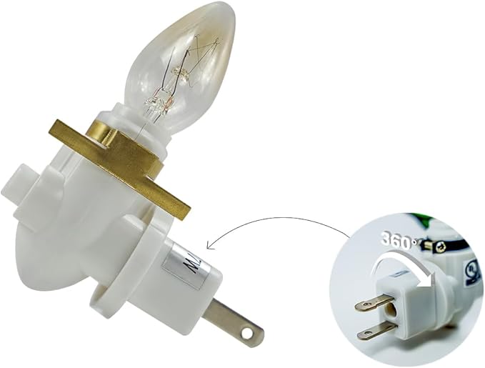 BOXCASA Night Lamp Base,360° Plug in Night Light Module Includes 2 Bulb,Warm Yellow,Great for Making Your Own DIY Decorative Night Lights,Stained Glass (Metal Clip,2 Pin Plug, White) - Bloomnest