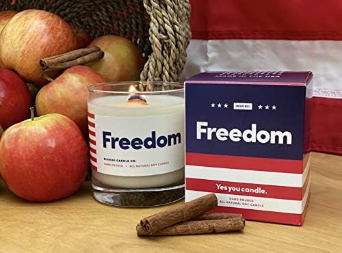 Freedom, Carmel Apple, Maple Bourbon, Smoked Hickory Highly-Scented, Inspirational Soy Candle, Made in USA, Pure Essential Oils, Aromatherapy, 9.5 oz - Bloomnest